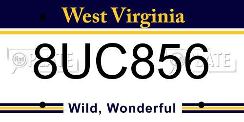 8UC856 West Virginia License Plate