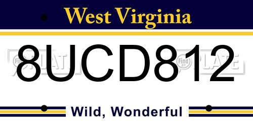 8UCD812 West Virginia License Plate