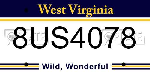 8US4078 West Virginia License Plate