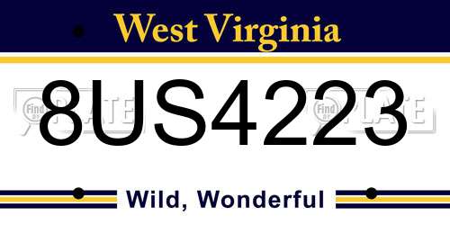 8US4223 West Virginia License Plate