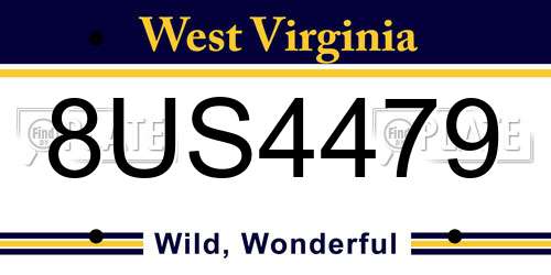 8US4479 West Virginia License Plate