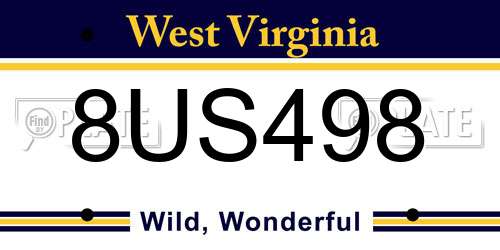 8US498 West Virginia License Plate