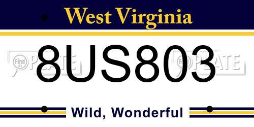8US803 West Virginia License Plate