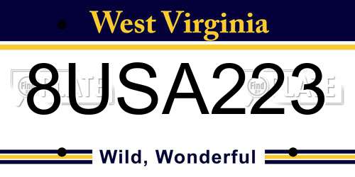 8USA223 West Virginia License Plate