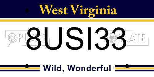 8USI33 West Virginia License Plate
