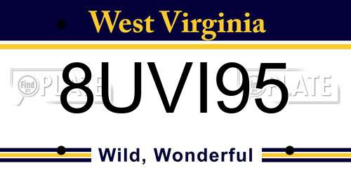 8UVI95 West Virginia License Plate