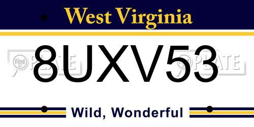 8UXV53 West Virginia License Plate
