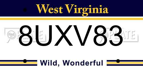8UXV83 West Virginia License Plate