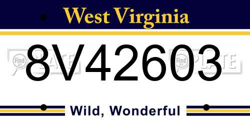 8V42603 West Virginia License Plate
