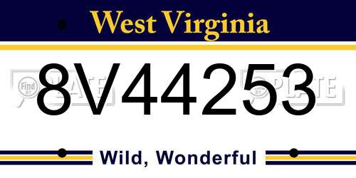 8V44253 West Virginia License Plate