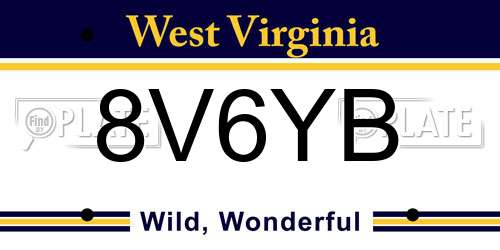 8V6YB West Virginia License Plate