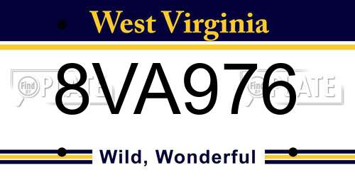 8VA976 West Virginia License Plate