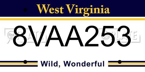 8VAA253 West Virginia License Plate