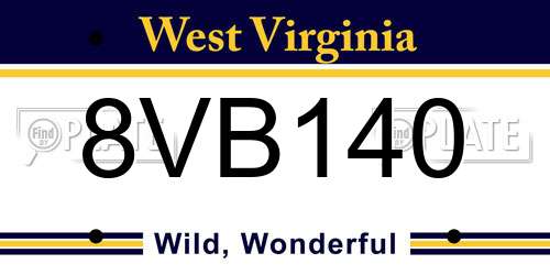 8VB140 West Virginia License Plate