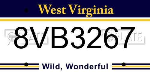 8VB3267 West Virginia License Plate