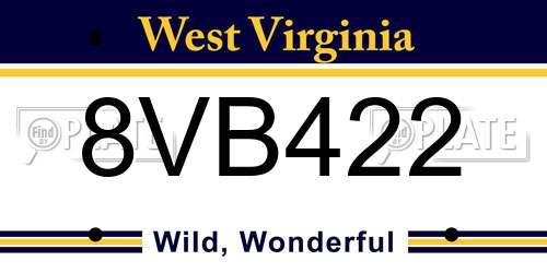 8VB422 West Virginia License Plate
