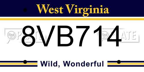8VB714 West Virginia License Plate
