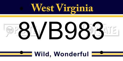 8VB983 West Virginia License Plate