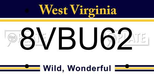 8VBU62 West Virginia License Plate