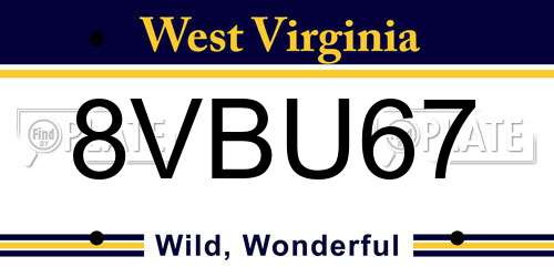 8VBU67 West Virginia License Plate