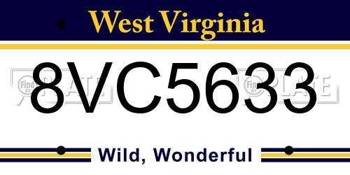 8VC5633 West Virginia License Plate
