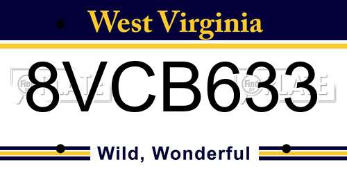 8VCB633 West Virginia License Plate
