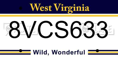 8VCS633 West Virginia License Plate