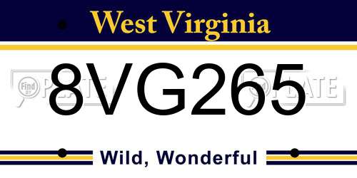 8VG265 West Virginia License Plate