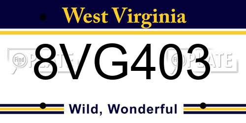 8VG403 West Virginia License Plate