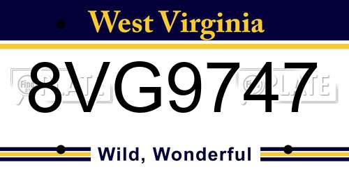 8VG9747 West Virginia License Plate