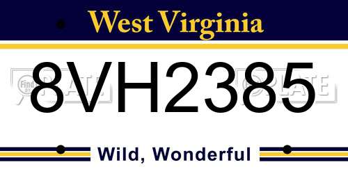 8VH2385 West Virginia License Plate