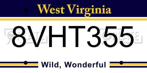 8VHT355 West Virginia License Plate