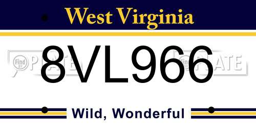 8VL966 West Virginia License Plate