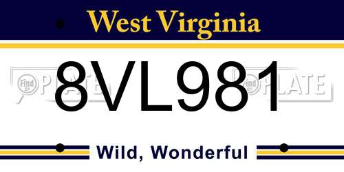 8VL981 West Virginia License Plate