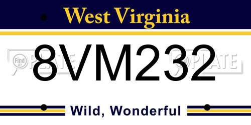 8VM232 West Virginia License Plate