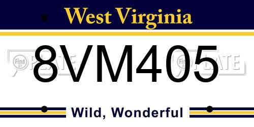 8VM405 West Virginia License Plate