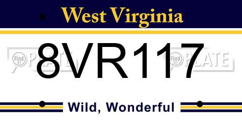8VR117 West Virginia License Plate