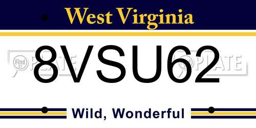 8VSU62 West Virginia License Plate