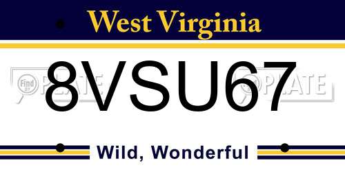 8VSU67 West Virginia License Plate