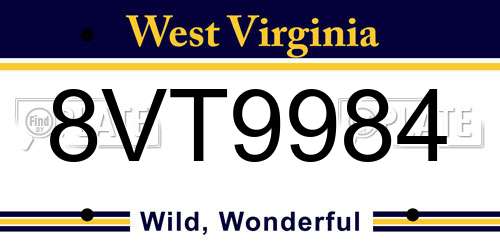 8VT9984 West Virginia License Plate