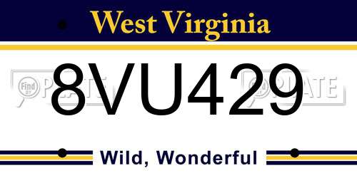 8VU429 West Virginia License Plate