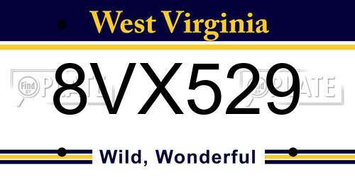 8VX529 West Virginia License Plate