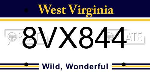 8VX844 West Virginia License Plate