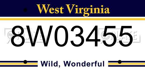 8W03455 West Virginia License Plate