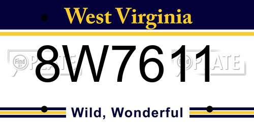 8W7611 West Virginia License Plate