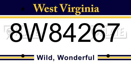 8W84267 West Virginia License Plate