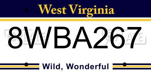 8WBA267 West Virginia License Plate