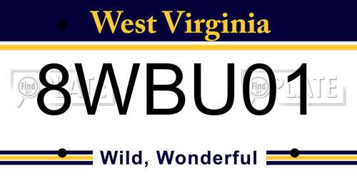 8WBU01 West Virginia License Plate