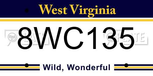 8WC135 West Virginia License Plate