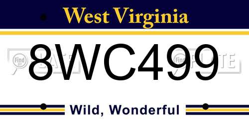 8WC499 West Virginia License Plate